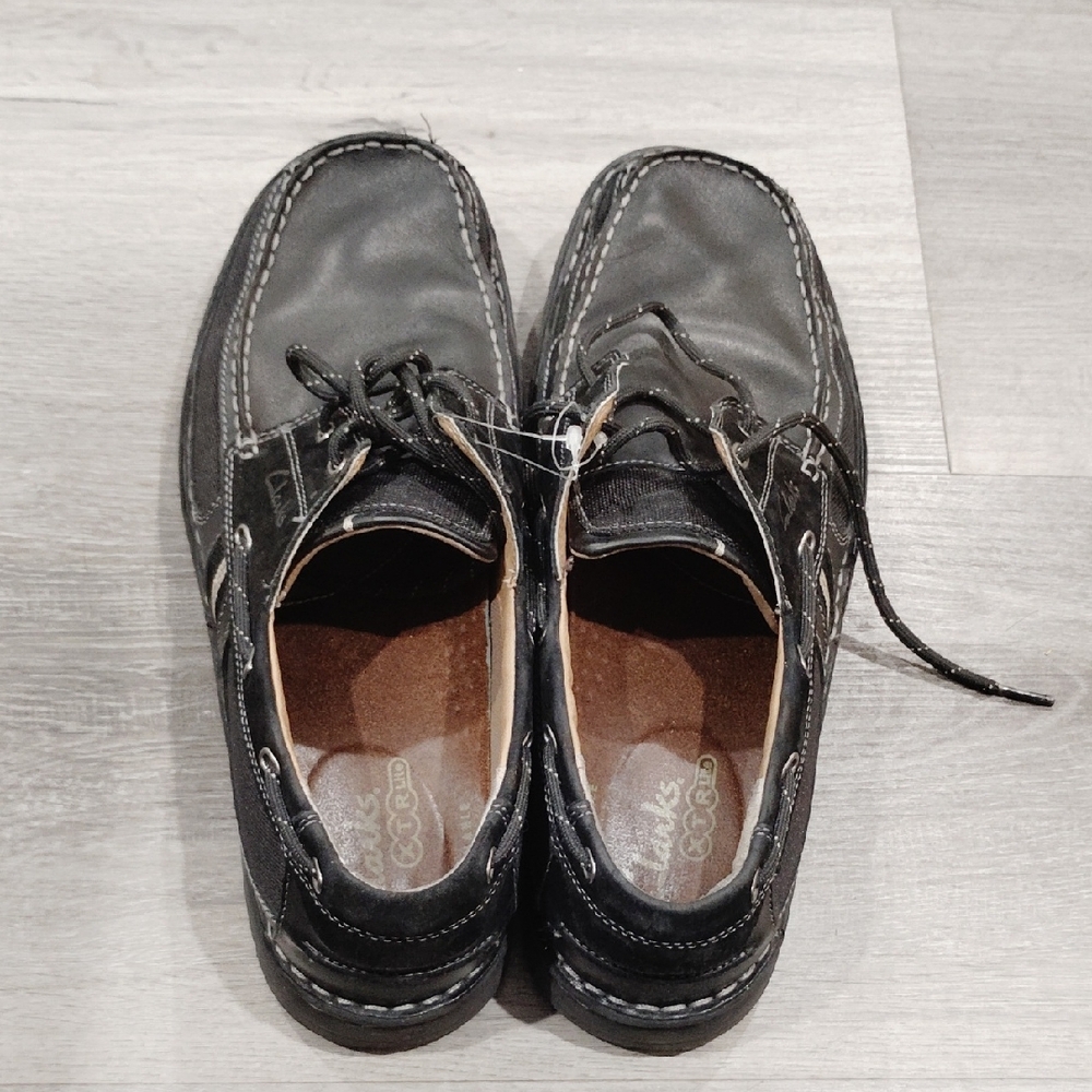 Clarks Black Leather Boat Shoes